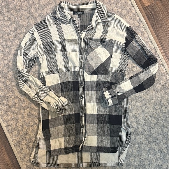 Topshop Tops - Topshop Monochrome Checkered Shirt
